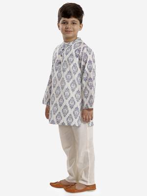 Blue printed pure cotton boys-kurta-pyjama 2