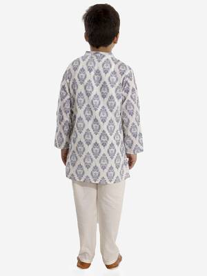 Blue printed pure cotton boys-kurta-pyjama 3