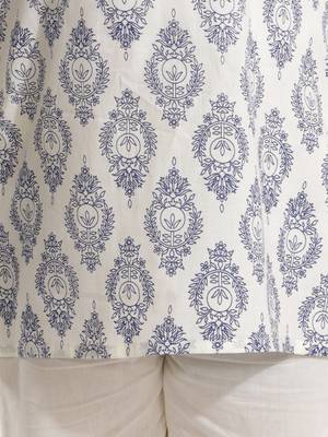 Blue printed pure cotton boys-kurta-pyjama 4