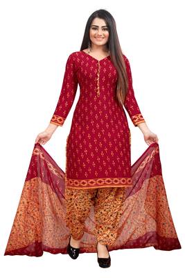 Red printed crepe salwar 1