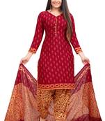 Red printed crepe salwar