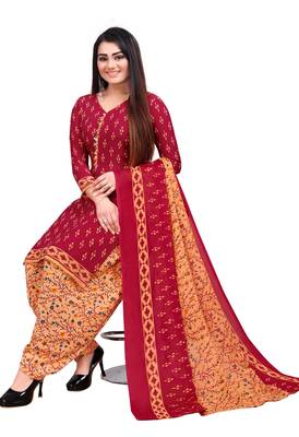 Red printed crepe salwar 3