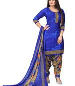 Blue printed crepe salwar