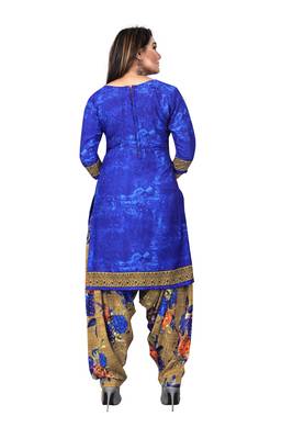 Blue printed crepe salwar 2