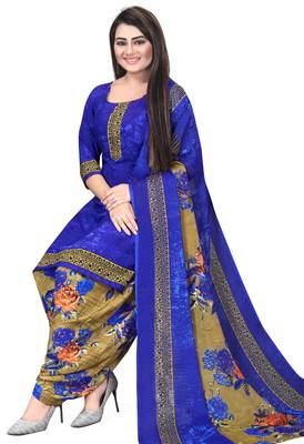 Blue printed crepe salwar 3