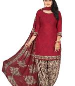 Red printed crepe salwar