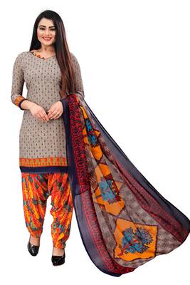 Grey printed crepe salwar 1