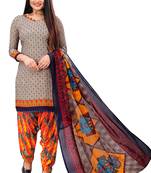 Grey printed crepe salwar