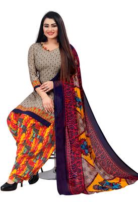 Grey printed crepe salwar 3
