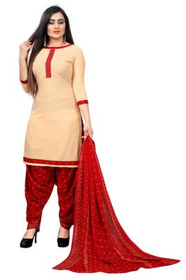 Cream printed crepe salwar 1