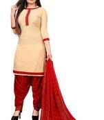 Cream printed crepe salwar