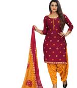Red printed crepe salwar
