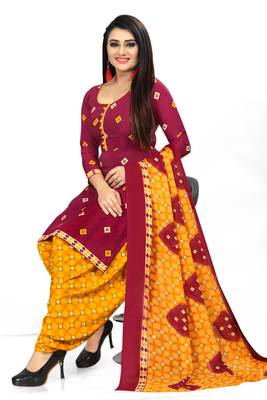 Red printed crepe salwar 4
