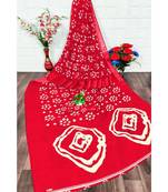 Red Colour Linen Bandhani Printed Saree