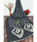 Black Colour Linen Bandhani Printed Saree