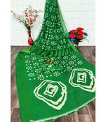 Green Colour Linen Bandhani Printed Saree