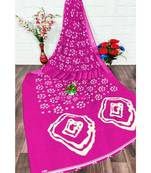 Pink Colour Linen Bandhani Printed Saree