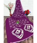 Wine Colour Linen Bandhani Printed Saree