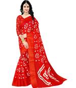 Red  Colour Linen Bandhani Printed Saree