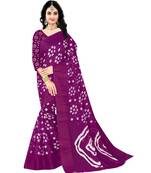 Wine Colour Linen Bandhani Printed Saree