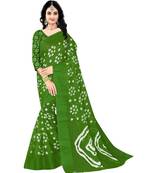 Green Colour Linen Bandhani Printed Saree