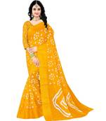 Colour Yellow  Linen Bandhani Printed Saree