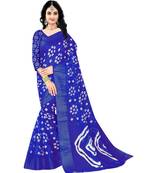 Blue  Colour Linen Bandhani Printed Saree