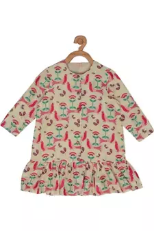 Beige Brocade printed BIRD CARNIVAL JACKET