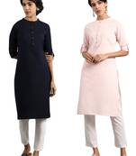 Multicolor plain cotton poly combo-kurtis