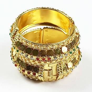 Latest Traditional Design Temple Coin With Colour Ful Stone Copper Bangle for Women 1