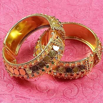 Latest Traditional Design Temple Coin With Colour Ful Stone Copper Bangle for Women 4