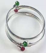 Latest Trend Maroon & Green Stone Oxidised Silver Bracelet Bangle Kadaa for Women