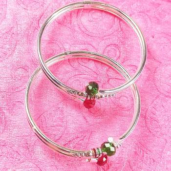 Latest Trend Maroon & Green Stone Oxidised Silver Bracelet Bangle Kadaa for Women 2