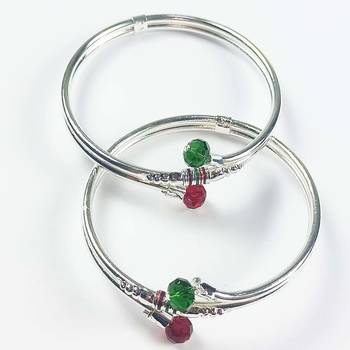 Latest Trend Maroon & Green Stone Oxidised Silver Bracelet Bangle Kadaa for Women 3