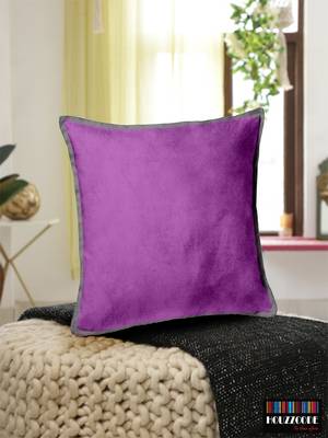 Set Of 2  Velvet Cushion Cover Ppl/Gry 4