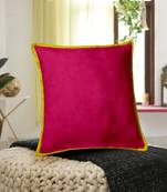 Set Of 2 Velvet Cushion Cover Red/Trq