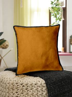 Set Of 2 Velvet Cushion Cover Gld/Gry 1
