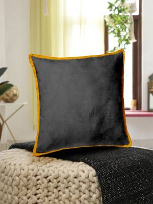 Single Velvet Cushion Cover Gry/Mtd 1