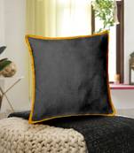 Single Velvet Cushion Cover Gry/Mtd