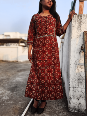 Maroon color Cotton Kurti 1
