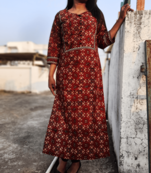 Maroon color Cotton Kurti
