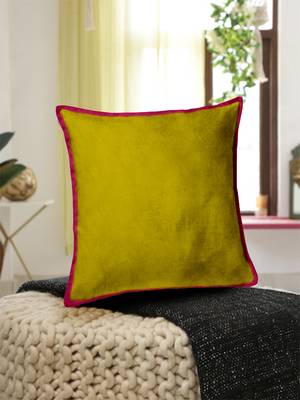 Set Of 2 Velvet Cushion Cover Grn/Pnk 1