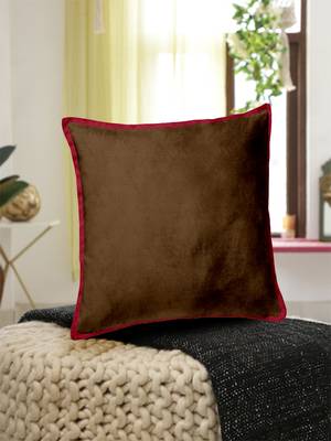 Single Velvet Cushion Cover  Brn/Pnk 1