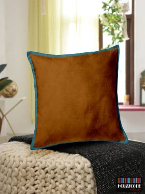Single Velvet Cushion Cover  Brn/Pnk 2