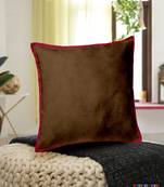 Single Velvet Cushion Cover  Brn/Rd