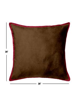 Single Velvet Cushion Cover  Brn/Rd 2