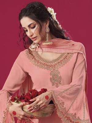 Peach embroidered georgette salwar 2