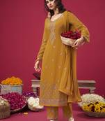Yellow embroidered georgette salwar