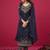 Navy blue embroidered georgette salwar