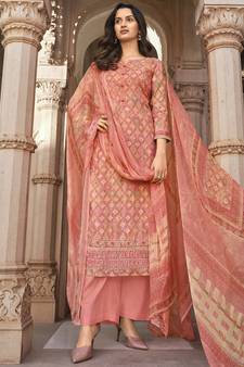 Pink digital print art silk salwar